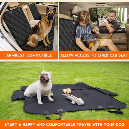 Premium Waterproof Dog Car Seat Cover - Non-Slip Back Seat Protector for Pets, Fits Most Cars, Trucks, and SUVs - Black