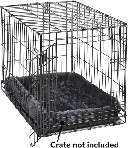 Midwest Homes for Pets Dog Bed – Gray Faux Fur Bolster, Ultra-Soft and Machine Washable, Fits 24-Inch Crates and Carriers, for Small Dogs and Cats